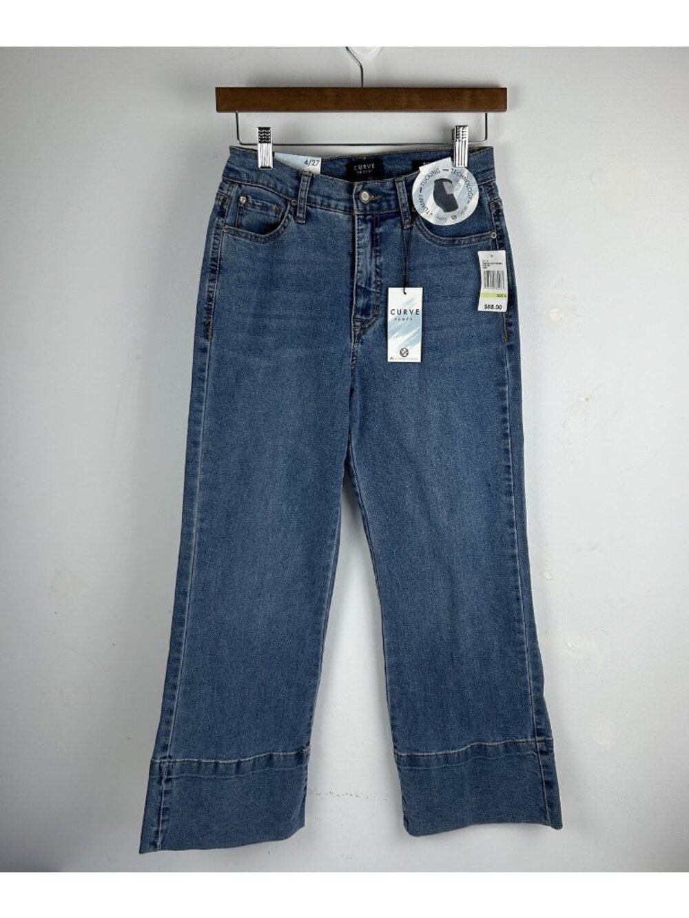 Curve Appeal High Rise Wide Leg  Jeans 4/27 Color Capri